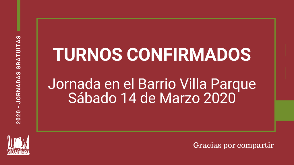Lista de turnos confirmados: Jornada en el Barrio Villa Parque (Conhello y Hucal) – Sábado 14 de Marzo