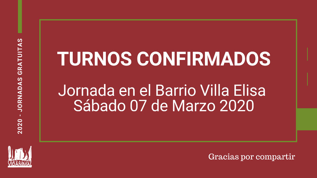 Lista de turnos confirmados: Jornada en el Barrio Villa Elisa – Sábado 07 de Marzo