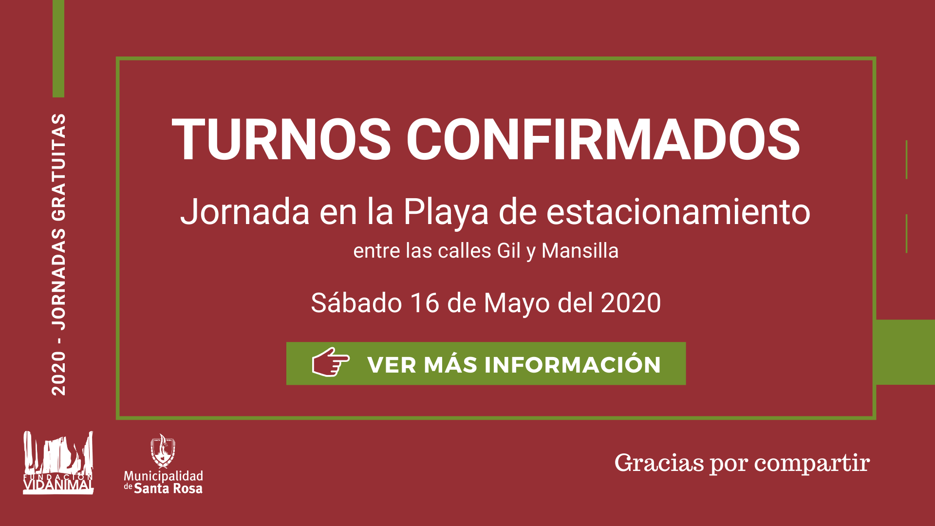 Lista de turnos confirmados: Jornada Playa de estacionamiento, entre las calles Gil y Mansilla – Sábado 16 de Mayo 2020